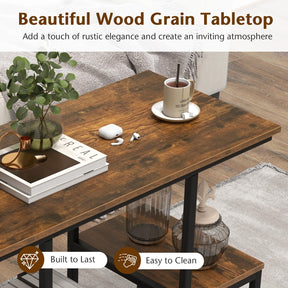 Giantex Rustic TV Console Table for 50 Inches TVs, Industrial Sofa Table with Open Storage Shelves