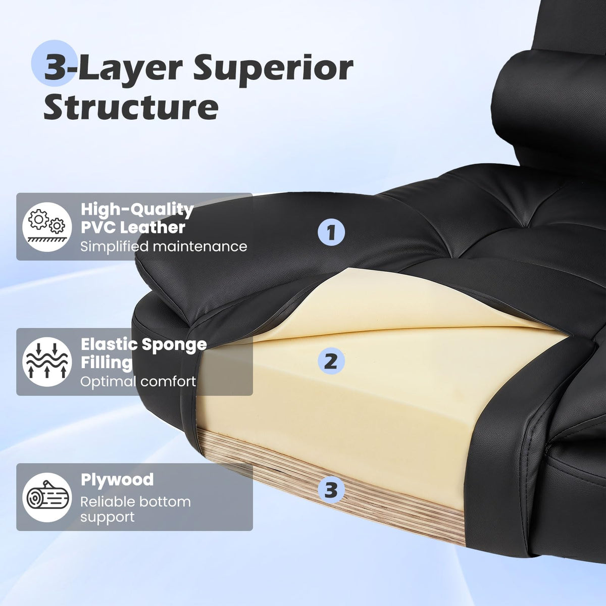 Executive Chair, Big High Back Office Chair with Linkage Armrests, Adjustable Height and Backrest