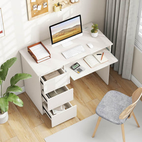 Computer Desk w/ Power Outlet Ketboard Tray & Drawers Workstation Home Office