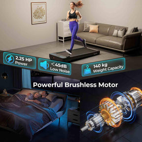 140kg Capacity Under Desk Treadmill Walking Pad w/Remote & APP Control LED