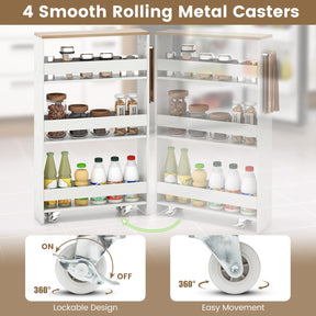 Slim Storage Cart w/Handle, 4-Tier Slide Out Utility Cart, Shelving Unit Organizer Trolley for Narrow Places