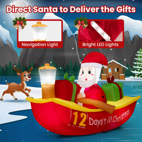 2.1M Long Christmas Inflatables with Navigation Light for Yard