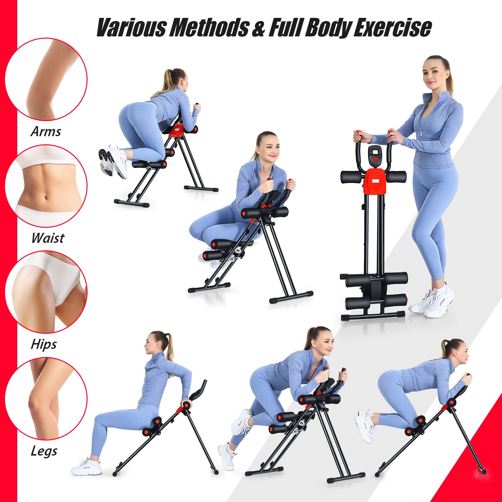 Abdominal Cruncher Machine Foldable Core Abdominal Trainer, AB Workout Machine with 3 Adjustable Levels
