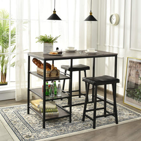 Giantex 3-Piece Dining Table Set, Counter Height Table Set w/2 Bar Stools, Modern Industrial Bar Table Set