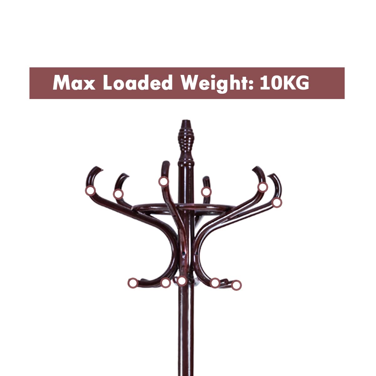 Coat Rack, Free Standing Coat Rack, Solid Wood Coat Tree w/ 12 Hooks & Umbrella Holder, Solid Wood Structure, Stable Base, Standing Rack for Hallway