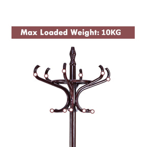 Coat Rack, Free Standing Coat Rack, Solid Wood Coat Tree w/ 12 Hooks & Umbrella Holder, Solid Wood Structure, Stable Base, Standing Rack for Hallway