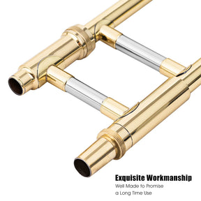 B Flat Tenor Slide Trombone Brass, B Flat Wind Instrument for Kids Adults with Case