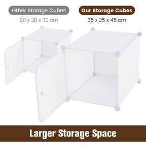 16-Cube Storage Organizer, DIY Modular Closet Storage Cabinet with Hanging Poles for Clothing