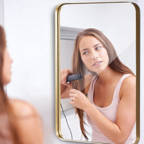 Giantex 80cm x 50cm Bathroom Wall Mirror, Rectangular Wall Hanging Mirror (Gold)