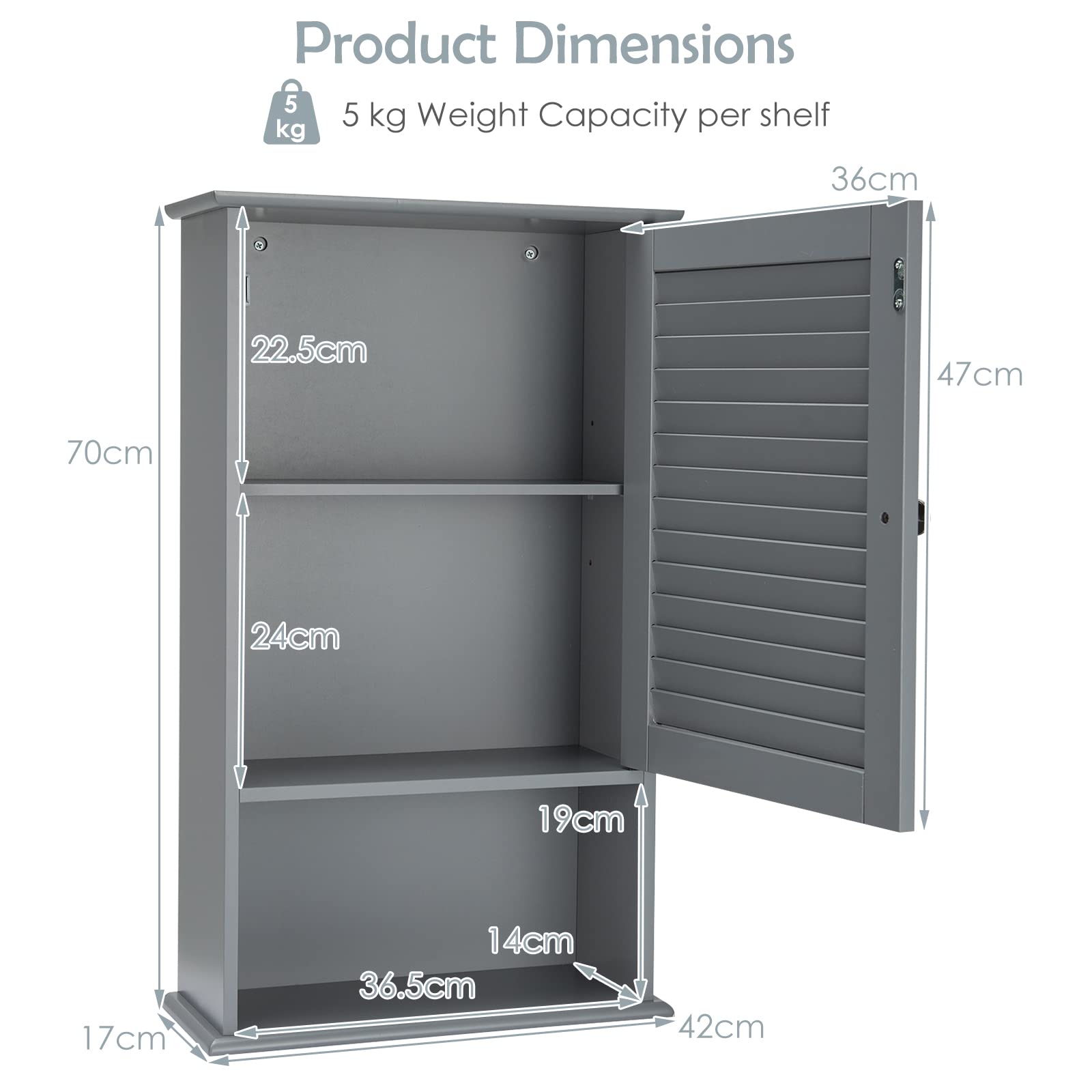 Giantex Bathroom Wall Cabinet, Large Capacity Storage Cupboard