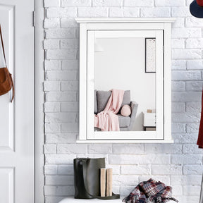 Bathroom Cabinet W/Mirror, Mirror Cabinet W/5-level Height-Adjustable Shelf, Wood Wall Cabinet