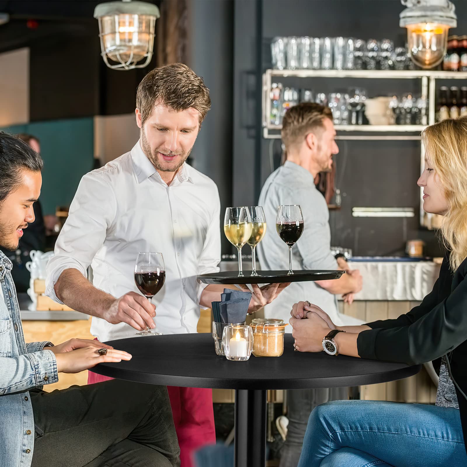 Giantex Pub Bar Table 60cm Round Top 102cm Height Modern Style Standing Circular Cocktail Table
