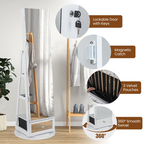Giantex 360° Swivel Jewelry Cabinet w/Full-Length Mirror
