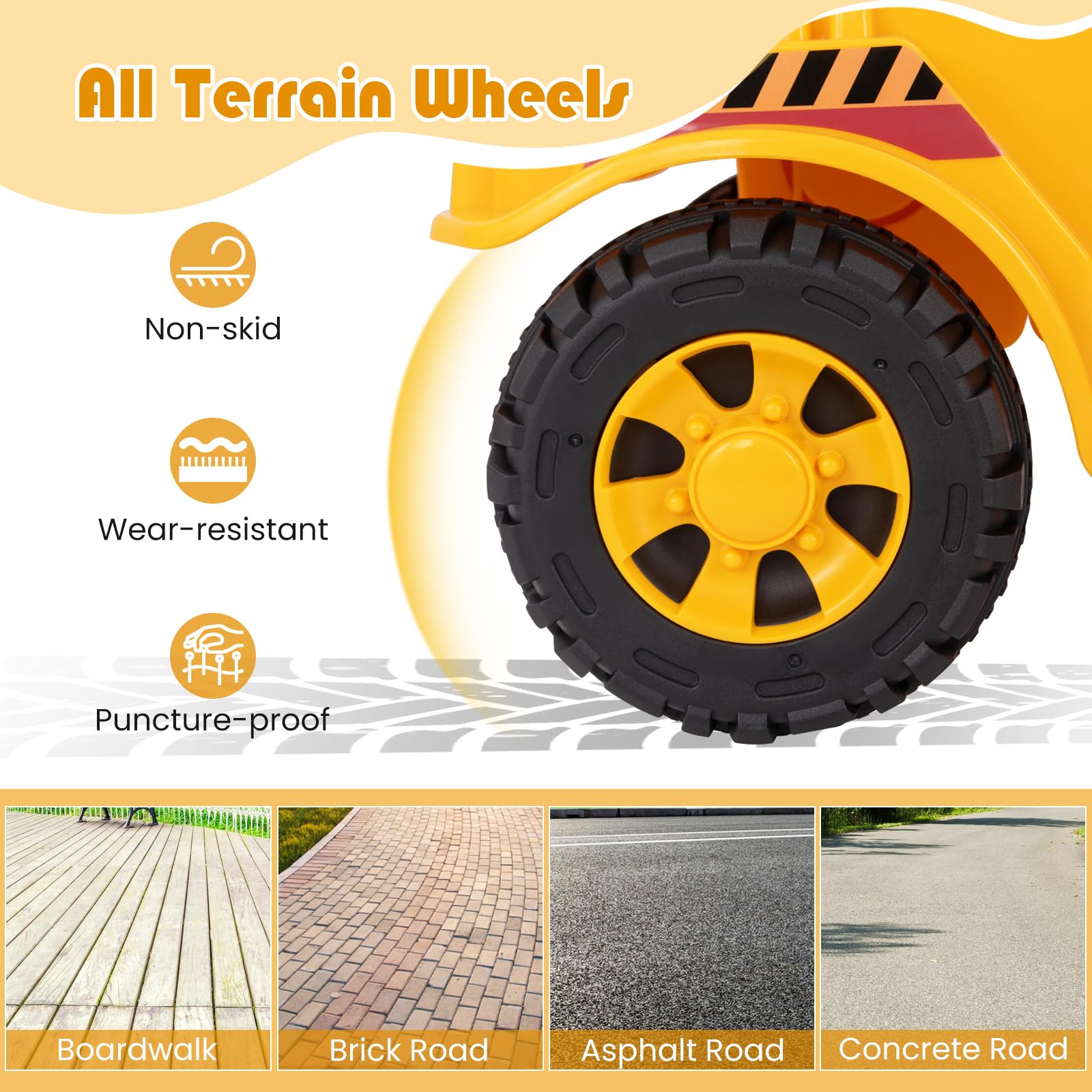 Honey Joy Ride On Road Roller, Toddler Ride On Car with Adjustable Roller
