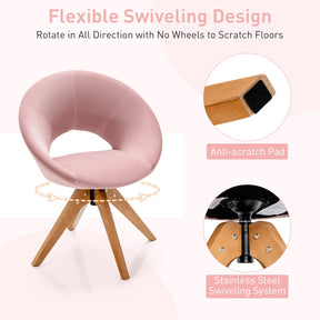Giantex Swivel Accent Chair, Modern Office Chair w/Solid Wood Legs, Oversized Upholstered Leisure Chair