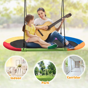 150CM/60'' Giant Platform Saucer Tree Swing Set, 300KG Weight Capacity, Outdoor Saucer Tree Swing with Adjustable Hanging Ropes