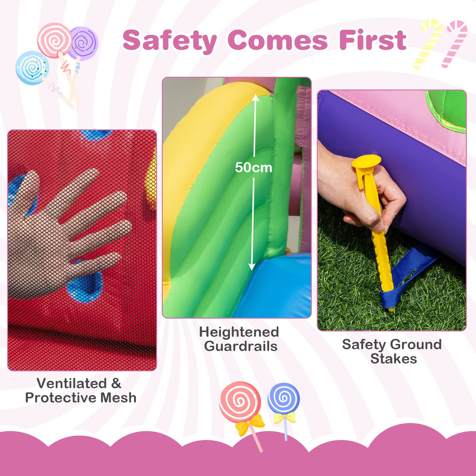 HONEY JOY Inflatable Water Slide, Wet Dry Inflatable Water Park Jumping Castle