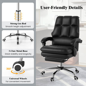Ergonomic Office Chair PU Leather Computer Chair with Adjustable Swivel Seat