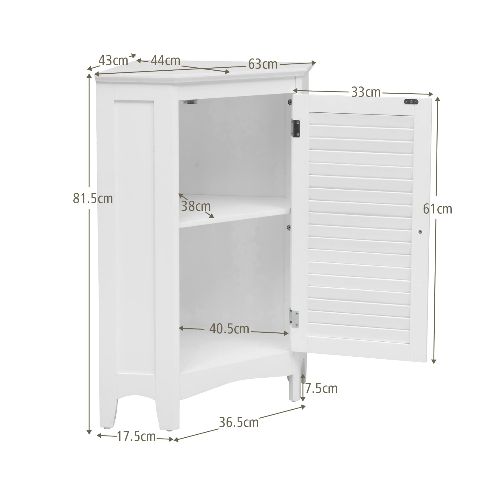 Giantex Corner Shutter Door Cabinet, Modern Bathroom Storage Oragnizer with Single Doors & 2 Shelves