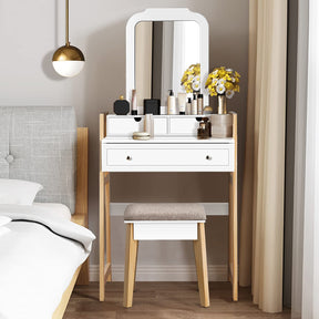 Giantex Vanity Set, Makeup Vanity Table w/ 3 Drawers & 2-Tier Tabletop