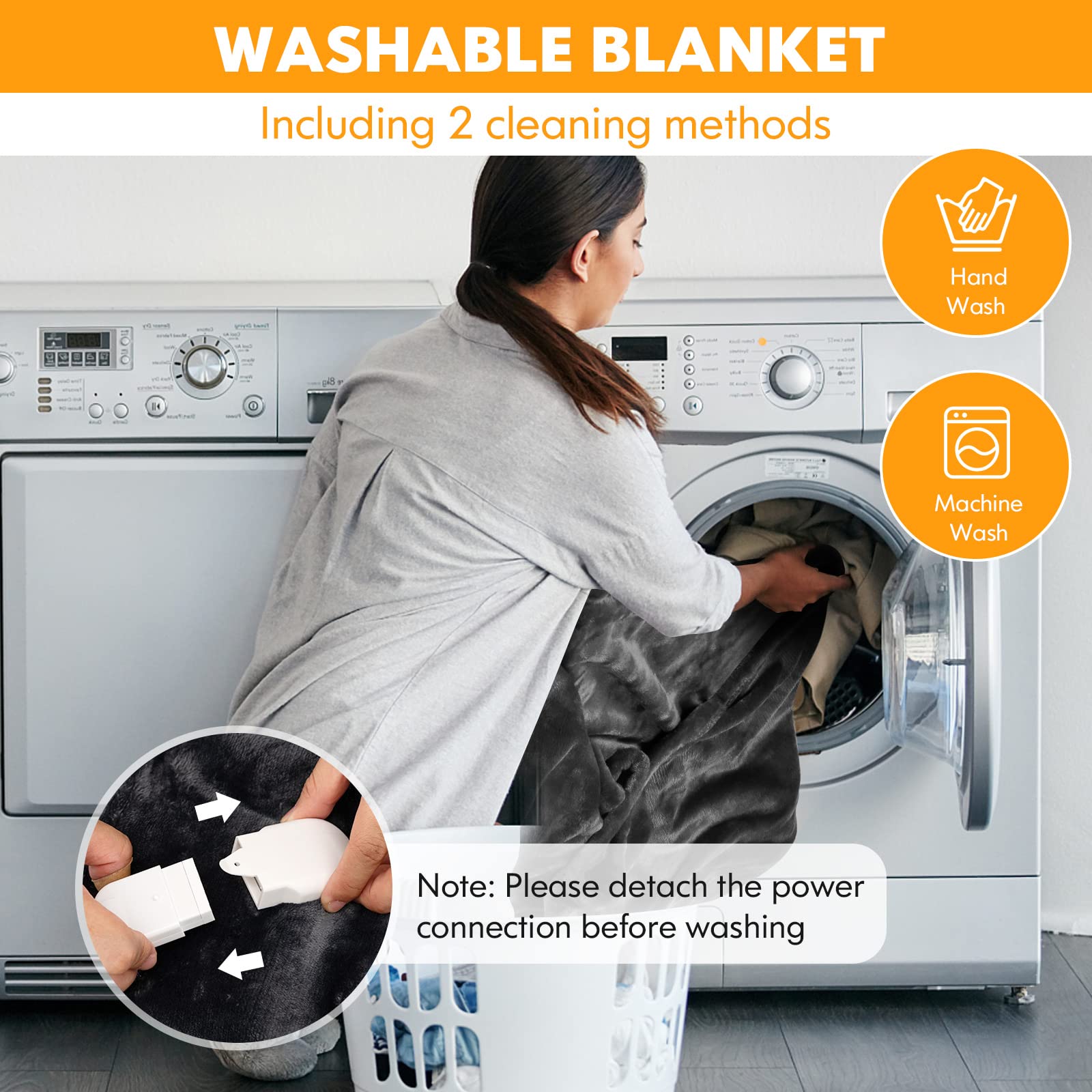 Electric Heated Blanket Throw, Double-Sided Fleece Soft Fast Heating Blanket w/9 Heat Settings, 9 Hours Timing Function
