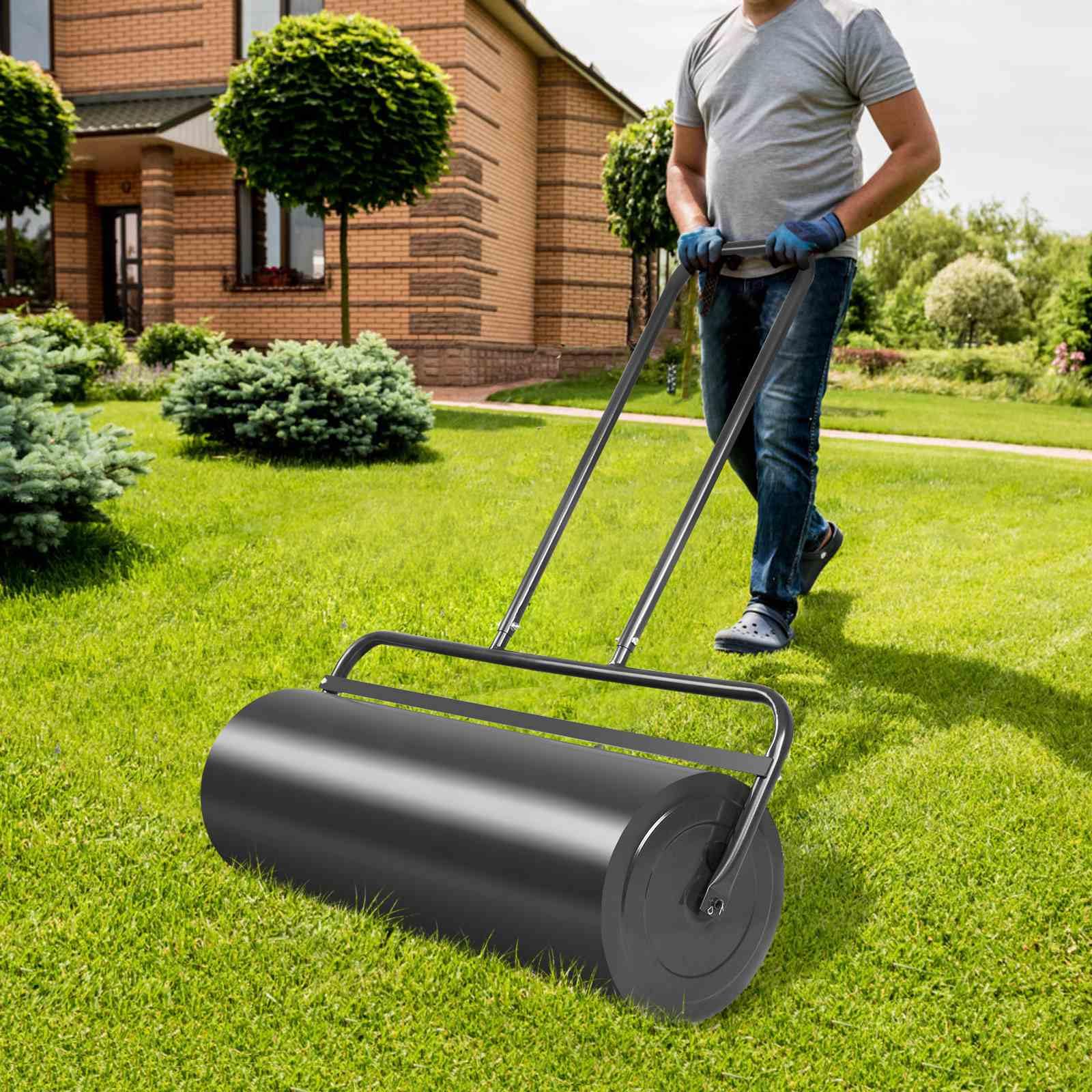 48L/63L Lawn Roller Heavy-Duty Steel Push/Pull Sod Roller Lawn Rolling Machine
