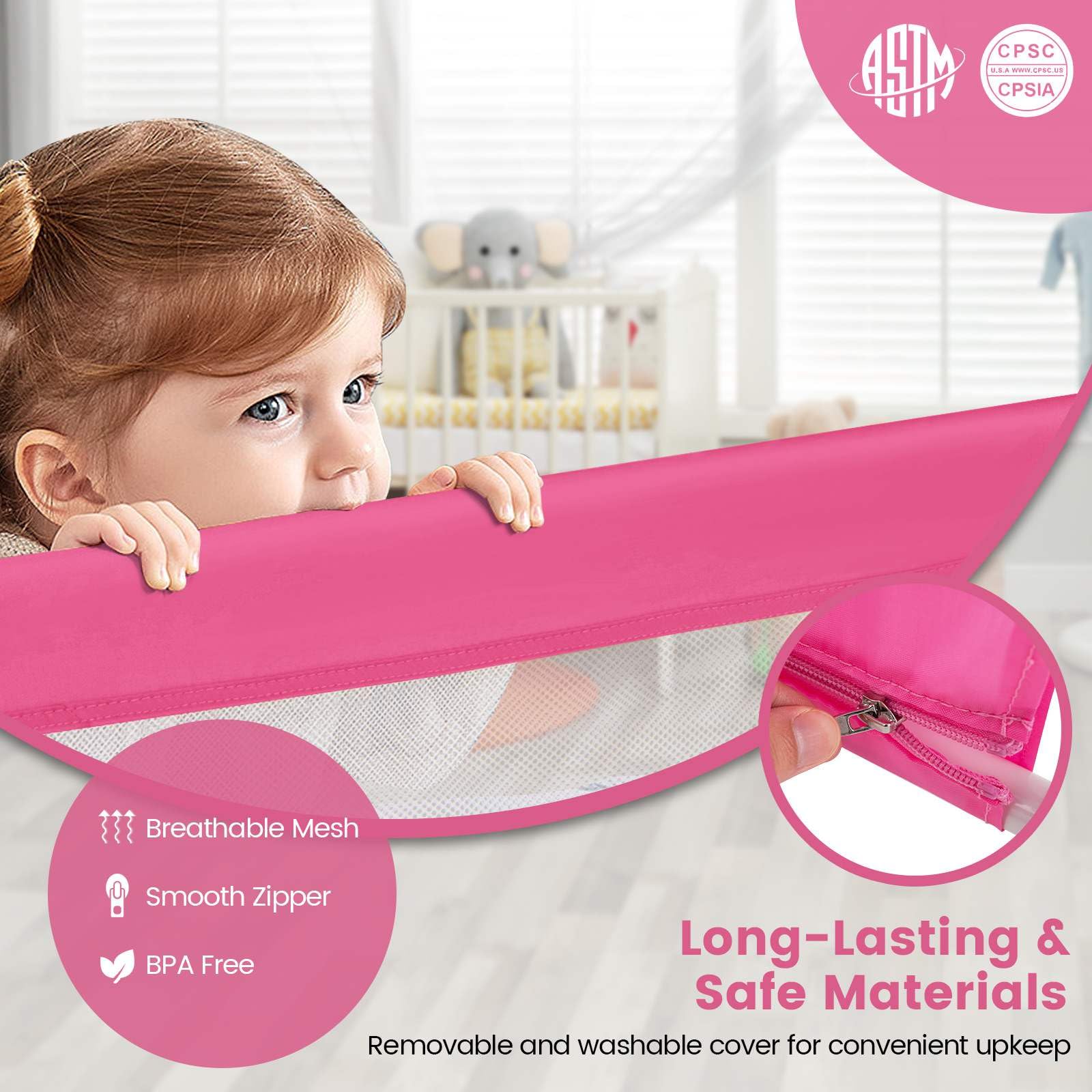 Bed Rails/Bedrail for Toddlers, Height Adjustable Folding Baby Safety Cot Guard, 150 x 55 cm