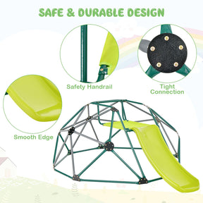 Kids Climbing Dome & Play Set, Geometric Dome Climber with Slide, Fabric Cushion, 150 KG Load Capacity