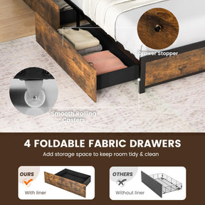 Giantex Queen Bed Frame with Smart LED Lights, Metal Platform Bed with Storage Headboard