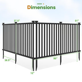 Giantex Picket Fence 2 Panels, 80''W x 37.5''H Decorative Outdoor Garden Fence