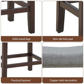 Giantex Set of 2 Saddle Bar Stools, 61cm H Backless Counter Stool, Brass Nailhead Studs