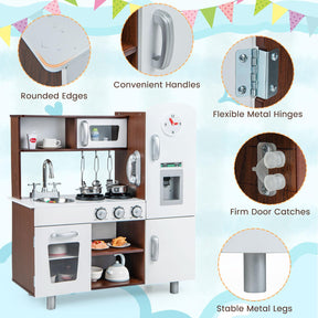 Kids Kitchen Playset, Pretend Play Kitchen Toy w/Realistic Sounds & Lights