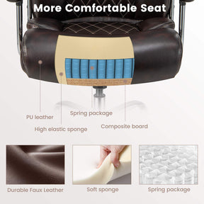 Ergonomic Office Chair for Big & Tall People, 227kg PU Leather Executive Chair w/Extra Wide Seat