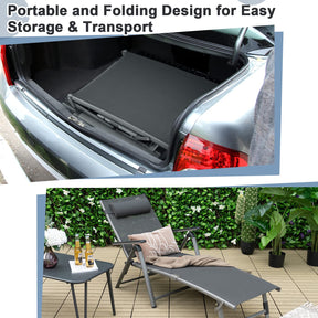Patio Lounge Chair, Rustproof Aluminum Chaise Lounge Chair with 8-Position Adjustable Backrest