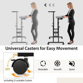 Giantex Mobile Stand up Computer Desk, Rolling Standing Laptop Cart with 2 Tilting Desktops