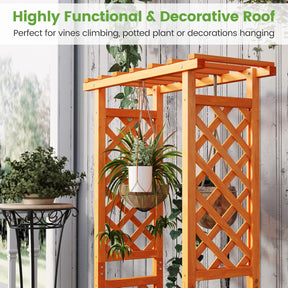 Giantex Raised Garden Bed with 2-Sided Trellis & Hanging Roof, 31" x 12.5" x 60"