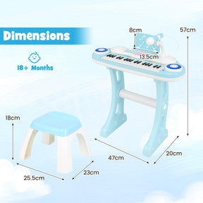 37-Key Kids Piano Keyboard Toy, Toddler Electronic Piano w/ Music Score, Music Stand, Microphone,