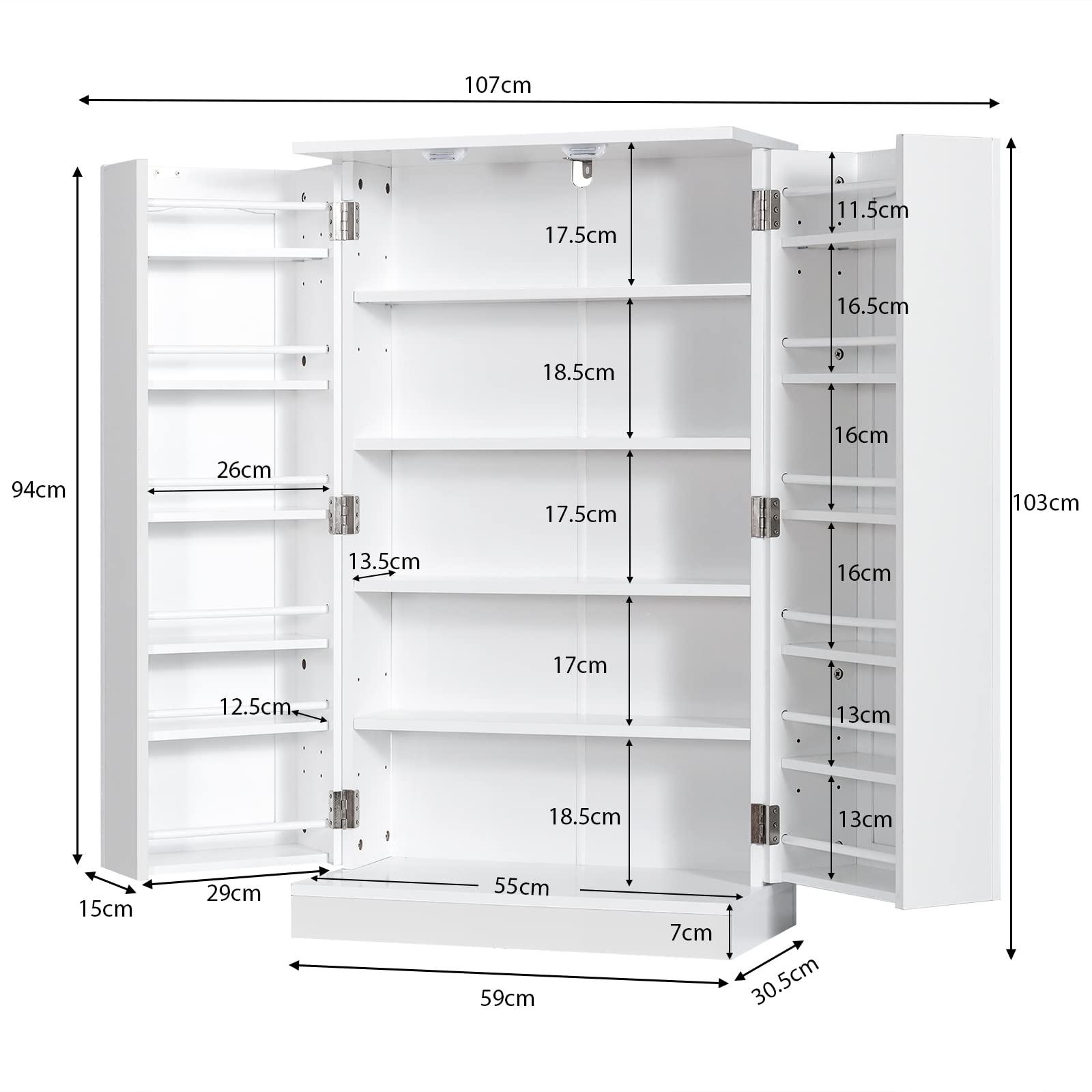 Giantex 2-Door Pantry Cabinet w/ 6 Adjustable Shelves, 17-Tier Buffet Sideboard, Kitchen Storage Cabinet