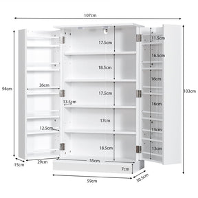 Giantex 2-Door Pantry Cabinet w/ 6 Adjustable Shelves, 17-Tier Buffet Sideboard, Kitchen Storage Cabinet