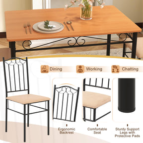 Giantex Dining Table Set for 4 Modern Rectangular Kitchen Table with 4 Cushioned Chairs