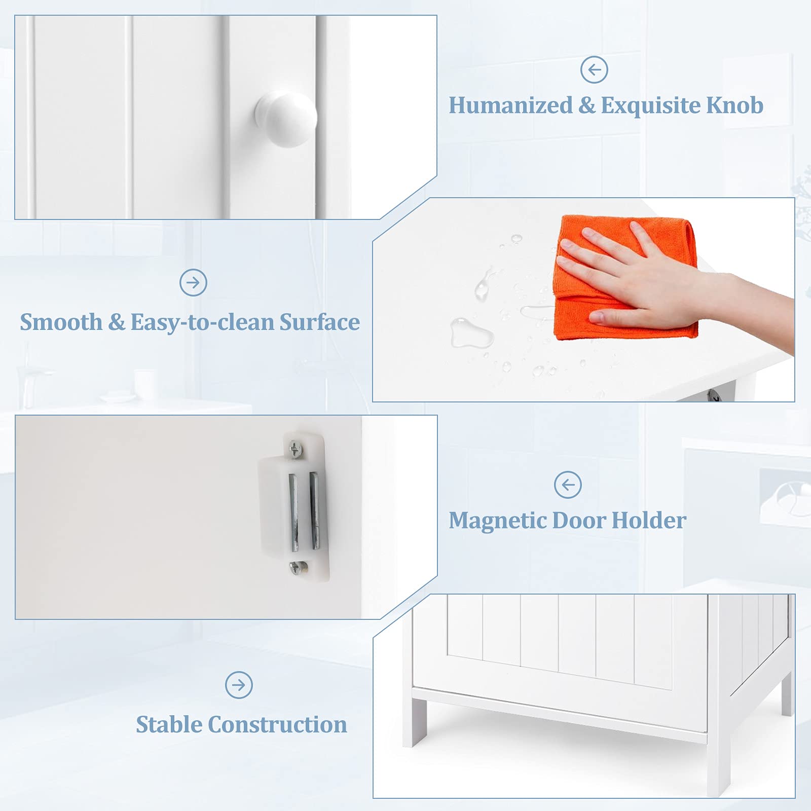 Giantex Bathroom Floor Storage Cabinet, Freestanding Wooden Single Door Side Cabinet