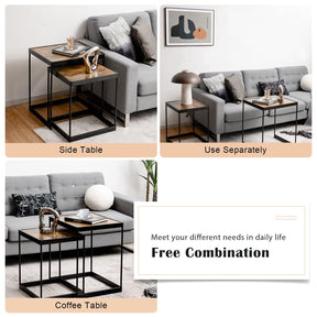 Giantex Nesting Coffee Tables, Set of 2 End Tables, Space Saving Design Side Tables