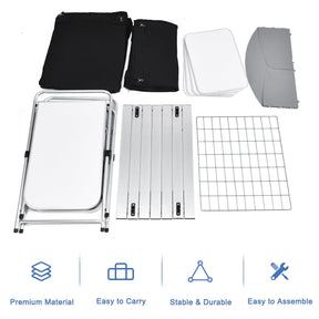Portable Camping Kitchen Table, Aluminum Fold-Up Camping Kitchen with Windscreen