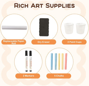 HONEY JOY Easel for Kids Wooden Art Easel with Double-Sided Blackboard & Whiteboard, Paper Roll for Drawing