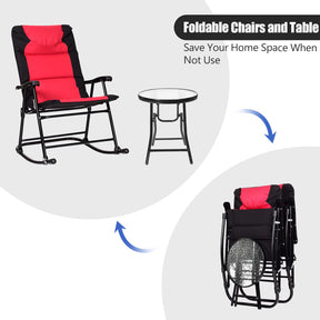 3 Pieces Outdoor Rocking Chairs with Round Table