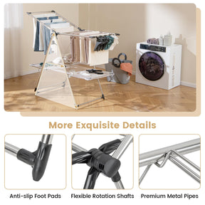 Giantex Foldable Clothes Drying Rack, 2-Tier Laundry Drying Rack with Hanging Bar