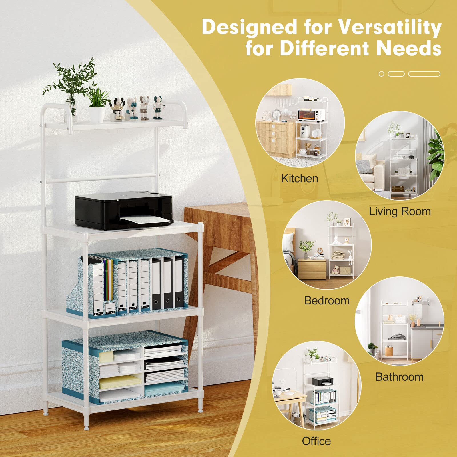 Giantex 4-Tier Microwave Oven Stand Storage, Floor Standing Kitchen Baker’s Rack