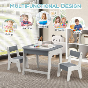 Kids Table & Chairs Set, Toddler Activity Table Set with Double-Sided Tabletop & Hidden Storage Space