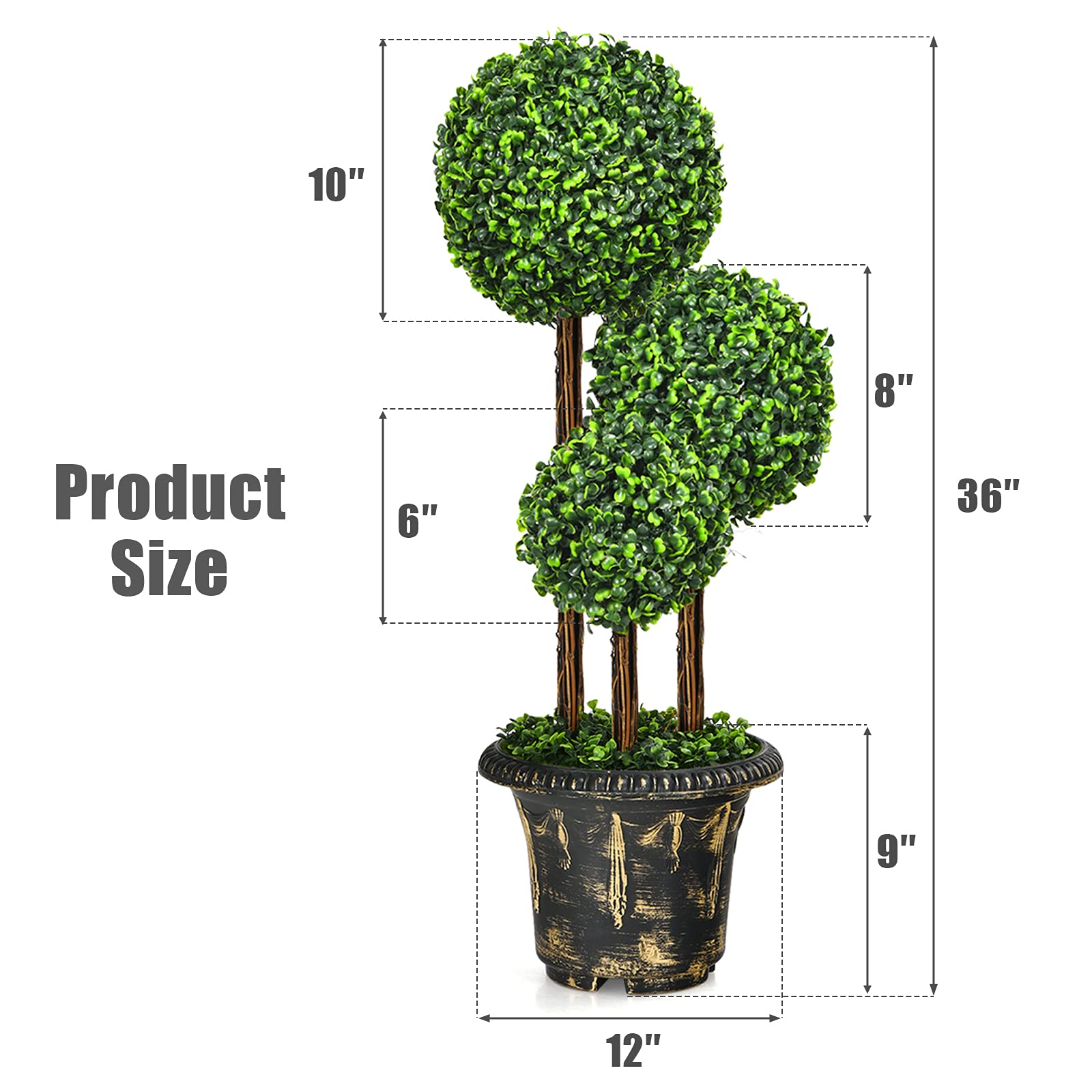 Giantex Topiary Artificial Tree, Fake Greenery Plants w/Realistic Leaves, Decorative Pot