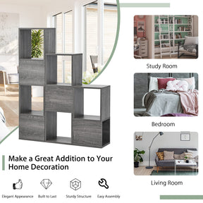 Giantex Wooden 9-Cube Bookcase, Free Combination Bookshelf, Multifunctional Storage Organizer, Grey